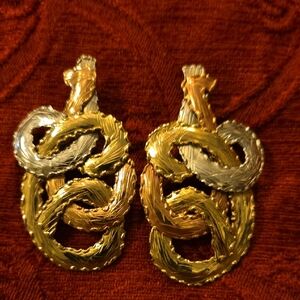 Vintage Deadstock 70s Gold and Silver Knot 
/ Snake Earrings